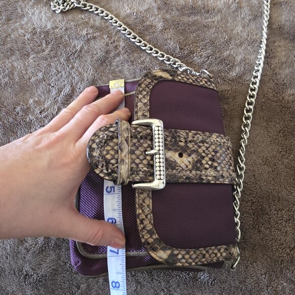 Brighton Portland Plumberry Purple Nylon & Embossed Leather Buckle Flap Silver - Picture 14 of 15